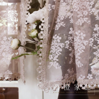 订做唯美韩式蕾丝纱刺绣粉色布艺成品飘窗帘咖啡帘半短帘BL47