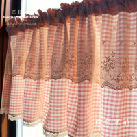 美式韩式田园粉子布艺半帘成品飘窗帘宜家咖啡帘帘半帘长帘BL51