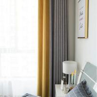 木鹿布艺简约现代北欧美式ins风格遮光彩虹绒麻棉麻客厅卧室窗帘