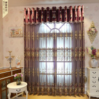 邮大气现代简约欧式绣花窗帘窗纱客厅阳台飘窗布艺窗帘成品定做