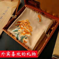 送老外的中国特色纯手工高档送外宾出国外事苏绣刺绣长巾礼品