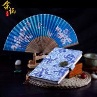南京特产云锦笔记本丝绸扇子套装中国风特色礼品送老外出国