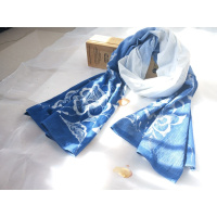 贵州蜡染围巾定制蝶恋花文艺款礼品非遗艺术植物染定做代加工