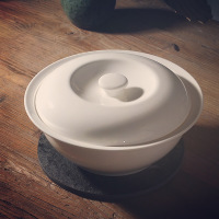 9寸纯白骨瓷带盖品锅汤锅大汤碗汤盆 中式家用隔炖宫廷煲餐具