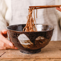 日本进口陶瓷器餐具大面碗日式复古拉面碗厚汤碗家用碗釉下彩日式