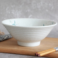 日本原装进口拉面碗深汤碗馄饨碗日式料理陶瓷餐具白绘变樱花经典