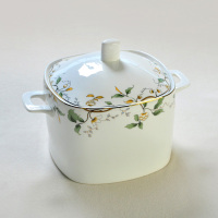 你当家骨瓷 香榭丽舍汤锅品锅汤盆汤碗大陶瓷锅带盖骨瓷餐具方形