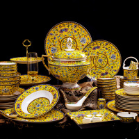 碗碟套装 家用骨瓷餐具景德镇高档宫廷中欧美式珐琅彩会所