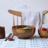 川岛屋日式酸枣木大面碗整木制作大汤碗拉面碗木碗餐具W-15