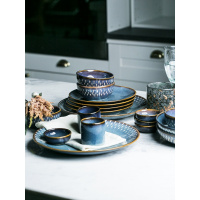 朵颐 美式【桑莫】套装窑变釉餐具 4人食 陶瓷饭碗菜碗平盘牛排盘