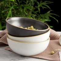 手工粗陶白釉大钵碗日式陶艺汤面碗复古民宿风餐具美食拍照道具