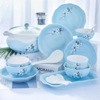 碗碟套装家用简约4人景德镇骨瓷器吃饭碗盘子组合陶瓷日式餐具6人