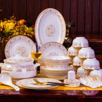 碗碟套装 骨瓷餐具套装56头 景德镇碗筷碗盘家用陶瓷器中式盘子