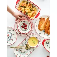 舍里 樱桃陶瓷多人餐具套装多头餐具饭碗餐盘子碟子筷子汤碗面碗