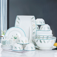 碗碟套装家用2-4人景德镇陶瓷吃饭碗盘子组合6人简约骨瓷碗筷餐具
