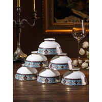 欧式骨瓷碗餐具家用陶瓷米饭碗4.5英寸面碗高脚碗