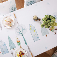 北欧可爱卡通餐桌布韩式儿童长方形防书桌布小清新茶几布防油