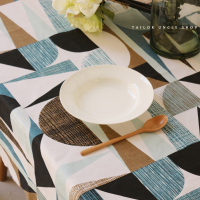 裁缝大叔定制帆布全棉几何地中海蓝餐桌布宿舍家居盖布茶几布特惠