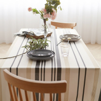 条纹餐桌布长方形防防油免洗茶几圆桌布艺地中海北欧风格ins风