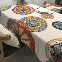 意式地中海酒吧咖啡厅小清新东南亚民族风桌布布艺棉麻茶几布盖布