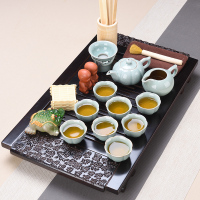紫砂功夫茶具套装整套陶瓷客厅家用茶道茶壶简约复古中式实木茶盘