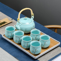提梁壶茶具套装家用茶杯功夫茶具托盘茶壶定制礼盒装送礼一壶六杯