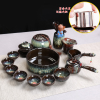 精品钧窑陶瓷窑变德化建盏鱼杯茶壶茶道六君子主人杯功夫茶具套装