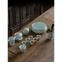 垚典青白瓷功夫茶具套装礼品陶瓷茶艺盖碗影青釉茶道茶壶茶杯整套