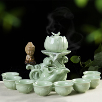 懒人茶具茶杯套装青瓷半自动功夫茶具创意个性石磨泡茶壶整套简约