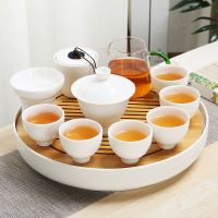 陶瓷小茶盘功夫茶具套装白瓷现代简约家用日式干泡盘茶台茶壶茶杯