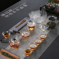 耐热玻璃整套功夫茶具家用 日式简约红茶泡锤纹加厚茶壶茶杯套装