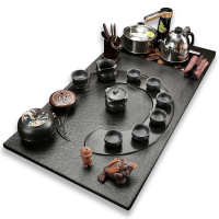 百友乌金石茶盘茶具套装大号整块电磁炉一体天然石头茶台功夫茶海