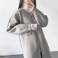 厂家出清款 女士中长款毛呢大衣立领呢子外套