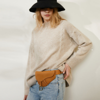 限特]替厂家清仓 立体编织麻花纹理纯羊绒圆领套头针织衫(2色