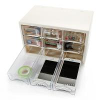 日本透明亚克力九宫格收纳盒办公桌面文具头饰抽屉式小物品储物盒