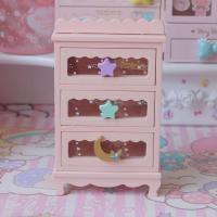 可爱三层抽屉式首饰盒粉色星星收纳盒木质桌面摆件拍照背景整理盒