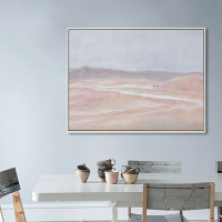 粉色沙丘 法式床头大气装饰画 ins卧室风景横版挂画单幅抽象油画
