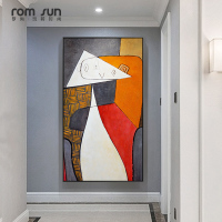 罗尚现代抽象装饰画轻奢金属框几何壁画餐厅壁画风格独特玄关墙画