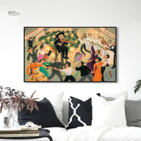 暖心之作亨利卢梭装饰画北欧美式抽象艺术画文艺复古客厅卧室挂画