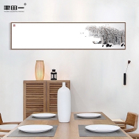 简约新中式客厅沙背景装饰画卧室书房床头画长条形抽象墨挂画