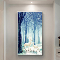 客厅玄关麋鹿装饰画走廊过道竖版现代简约壁画艺术画墙画创意挂画