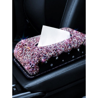 车载镶钻座式纸巾盒时尚创意漂亮女士纸巾盒套车上抽纸盒汽车用品