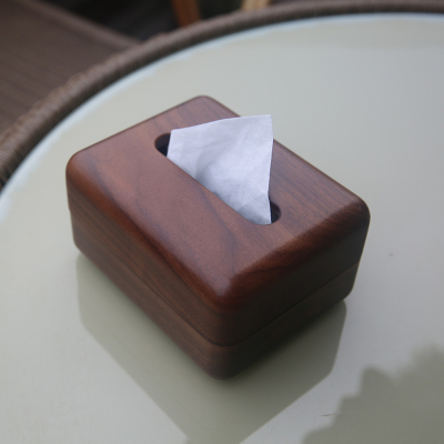 黑胡桃木纸巾盒客厅实木质纸巾盒木制家用抽纸盒新中式餐巾纸抽盒
