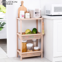 厨房置物架果蔬菜收纳篮落地三层收纳架家用塑料菜篮子厨房用品