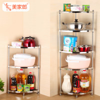 加厚不锈钢厨房三角形置物架落地多层转角架厨房用品放锅收纳架子