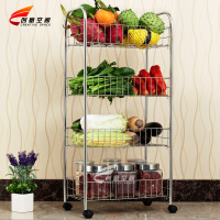 不锈钢蔬菜架移动收纳储物架果架子厨房置物架用品落地层架推车