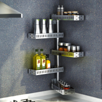 304不锈钢厨房置物架 墙上免打孔壁挂转角架味收纳架子料用品