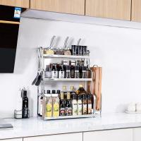 304不锈钢三层厨房置物架3层架子用品收纳不绣钢佐料味放料架