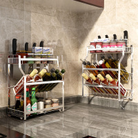 厨房置物架壁挂式免打孔不锈钢挂墙上油盐酱醋收纳用品味料架子