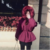 2018冬季新款棉袄韩版大毛领修身收腰棉服女中长款加厚棉衣外套潮